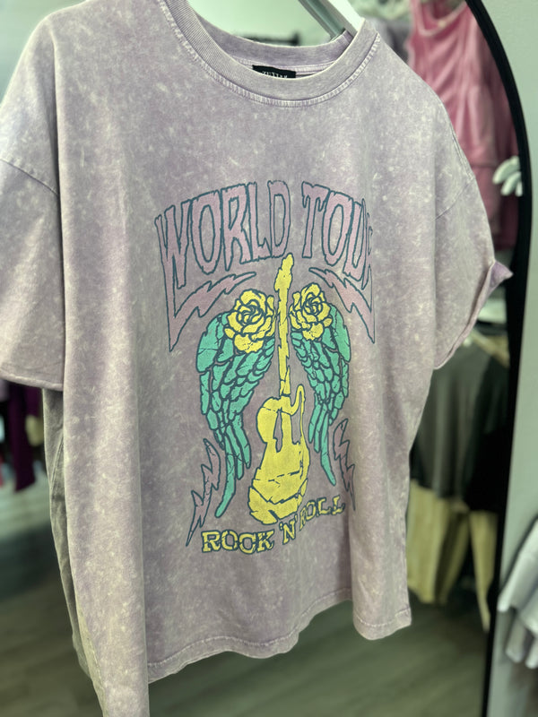 World Tour Rock N Roll Lavender Tee