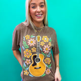 Guitar and Flowers Graphic Tee