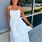Tiered White Eyelet Dress
