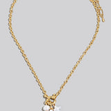 Pearl And Pearl Studded Cross Charms Necklace