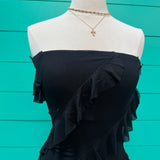 Black Ruffle Strapless Dress
