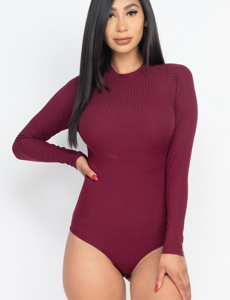 Ribbed Long Sleeve Mock Neck Bodysuit | ONLINE ONLY