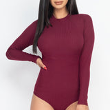 Ribbed Long Sleeve Mock Neck Bodysuit | ONLINE ONLY