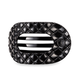 Flat Round Hair Clip | Large | Jet Black Quilted