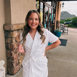 Lapel Collar Short Sleeves Romper