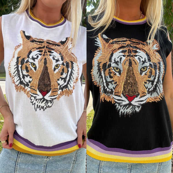 Tiger Sleeveless Knit Sweater