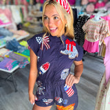 Red White And Blue Sequin Romper