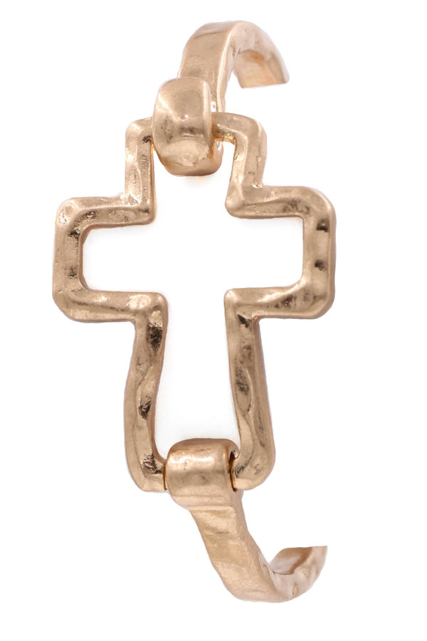 Hammered Cross Bracelet