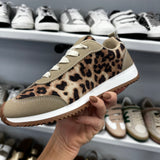 Leopard and Cream Athletic Sneakers