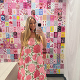 Strapless Floral Maxi Dress with Convertible Scarf | Pink