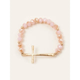 Hammered Cross Crystal Mix Beads Bracelet