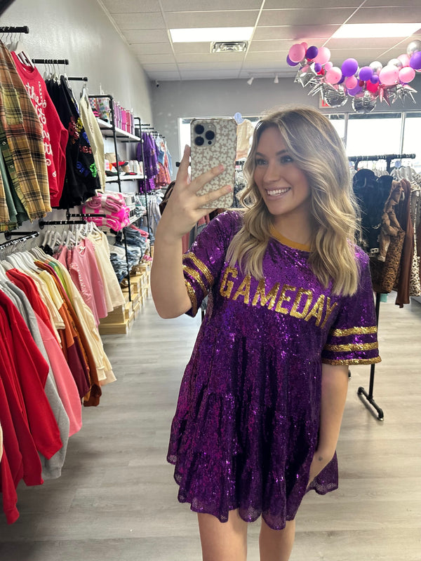 Gameday Baby Doll Sequin Dress