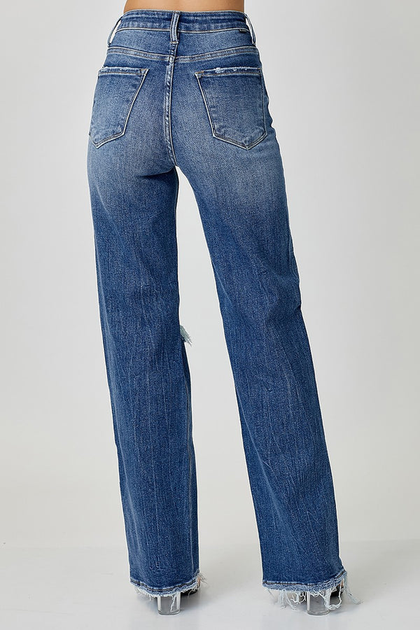 The Devin - High Rise Ripped Wide Leg Denim