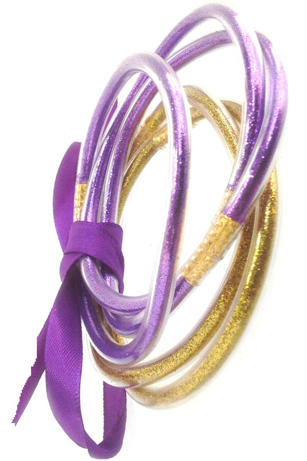 Purple and Gold Jelly Tube Bracelets