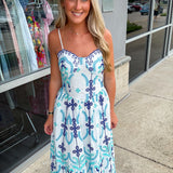 Ocean Bloom Embroidered Dress