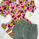 Sunny Drive Sage Denim Lightweight Shorts