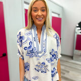 Fresh Bloom Stripe Contrast Floral Top