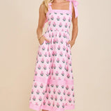 Sweet Bloom Tie Strap Midi Dress