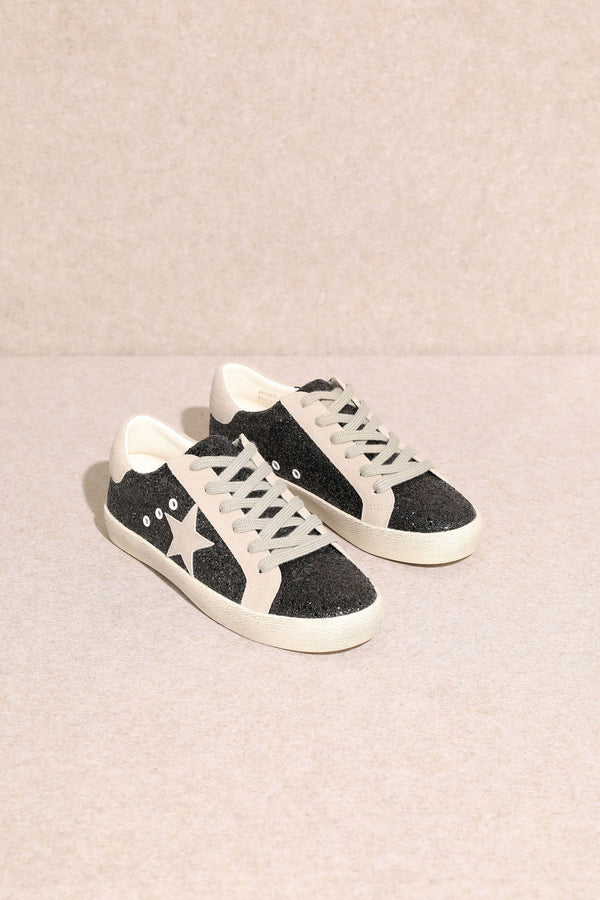 Doorbuster | Skylar Black Glitter  Sneakers