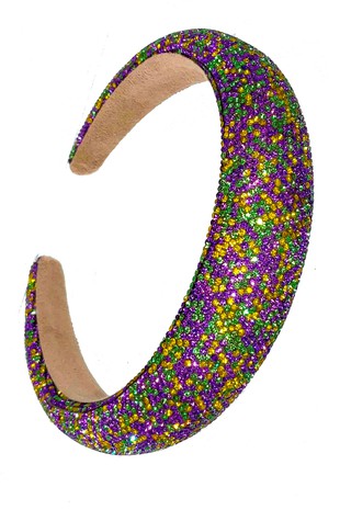 Mardi Gras Scattered Crystal Hard Headband