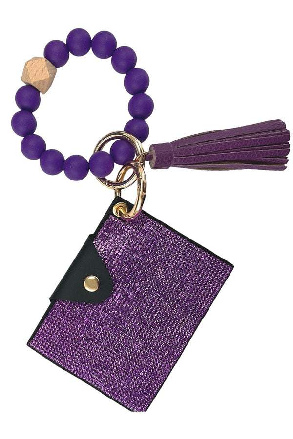 Purple Keychain Wallet Bead Bracelet