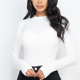 Ribbed Long Sleeve Mock Neck Bodysuit | ONLINE ONLY