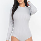 Ribbed Long Sleeve Mock Neck Bodysuit | ONLINE ONLY