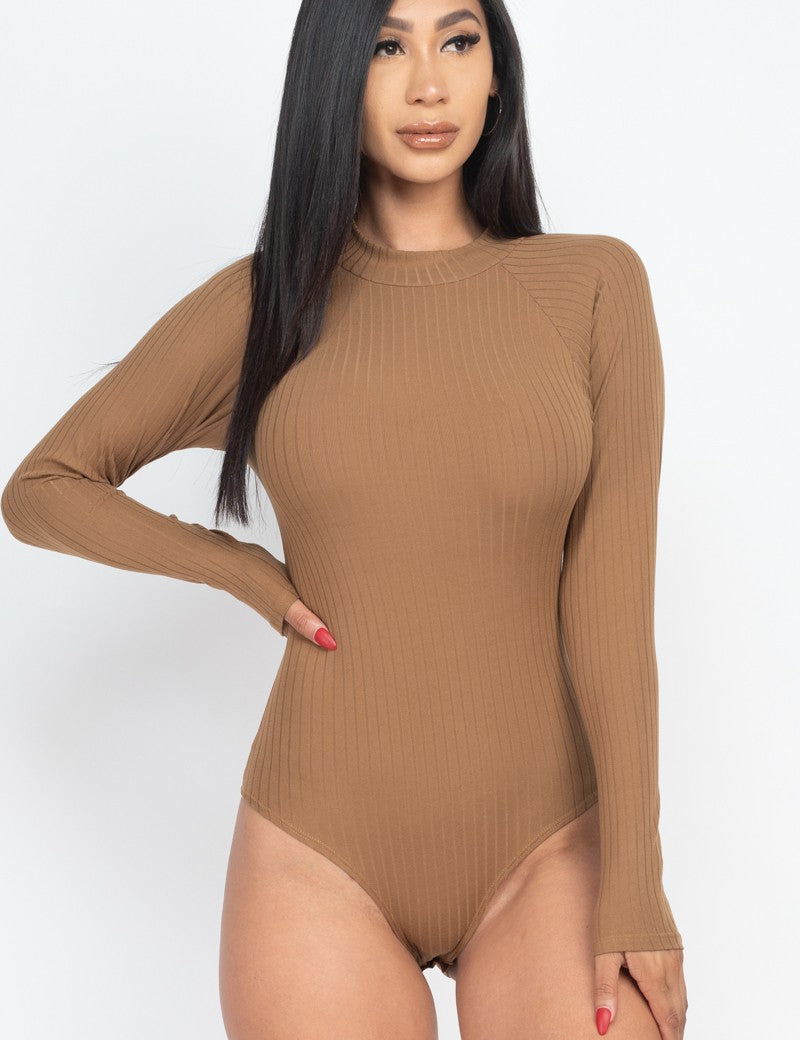 Ribbed Long Sleeve Mock Neck Bodysuit | ONLINE ONLY