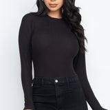 Ribbed Long Sleeve Mock Neck Bodysuit | ONLINE ONLY