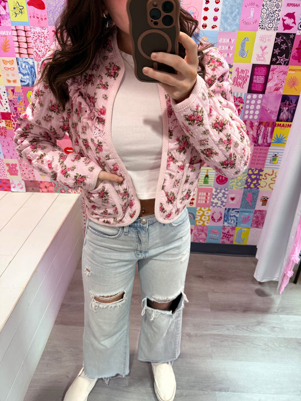 Rose Quilted Ruffle Jacket