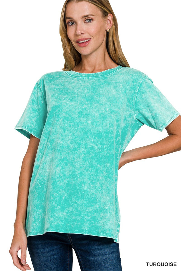 Acid Wash Short Sleeve Top