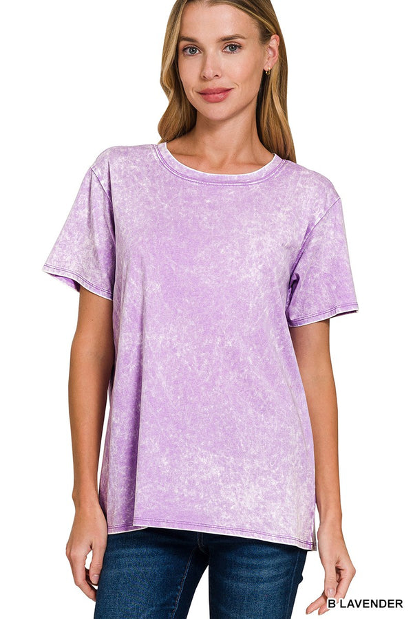 Acid Wash Short Sleeve Top