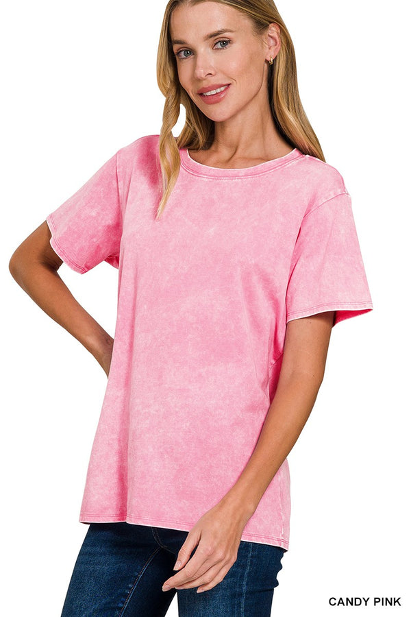 Acid Wash Short Sleeve Top