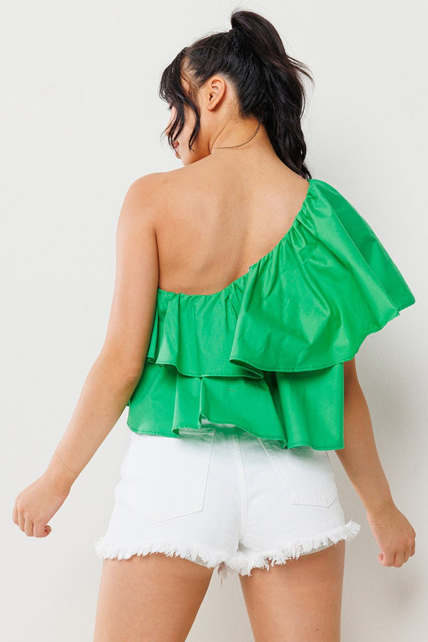 Feel the Sun One Shoulder Ruffle Top