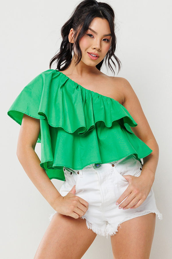 Feel the Sun One Shoulder Ruffle Top