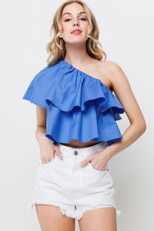 Feel the Sun One Shoulder Ruffle Top