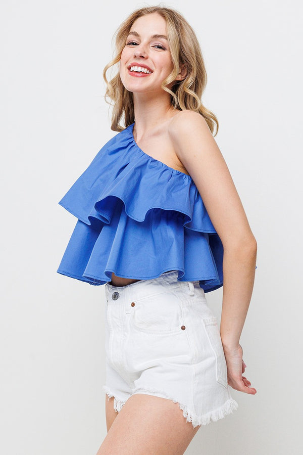 Feel the Sun One Shoulder Ruffle Top