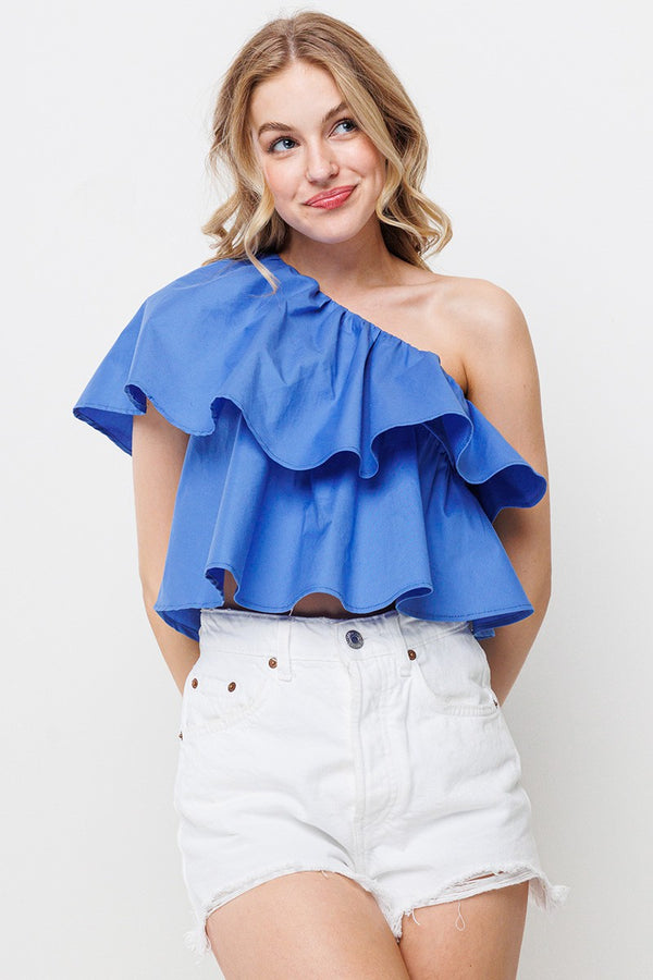 Feel the Sun One Shoulder Ruffle Top