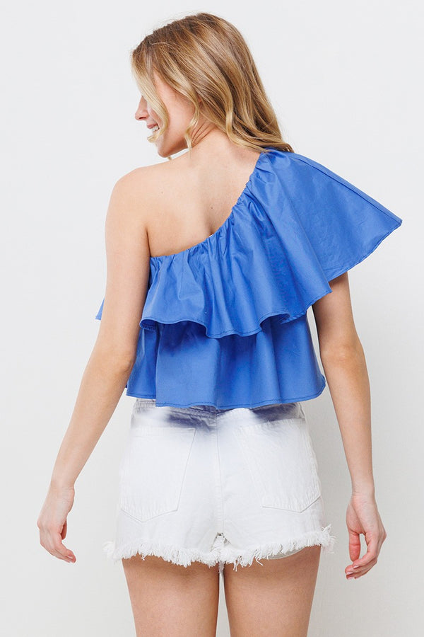 Feel the Sun One Shoulder Ruffle Top