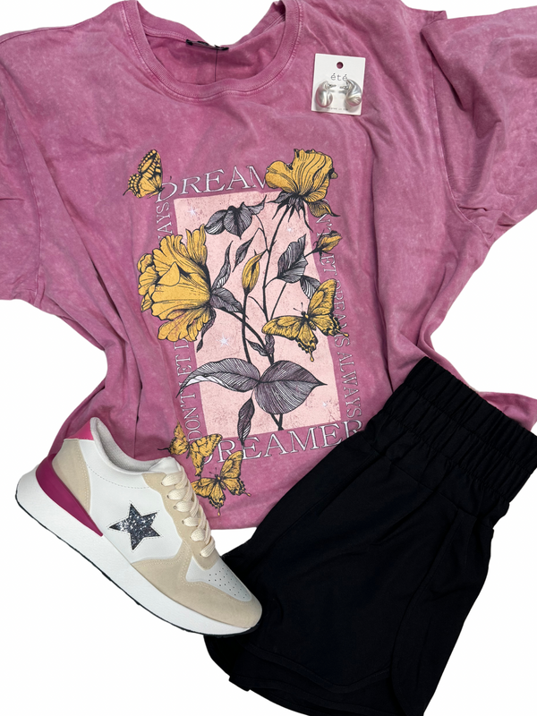 Dreamer Butterfly Floral Graphic Tee