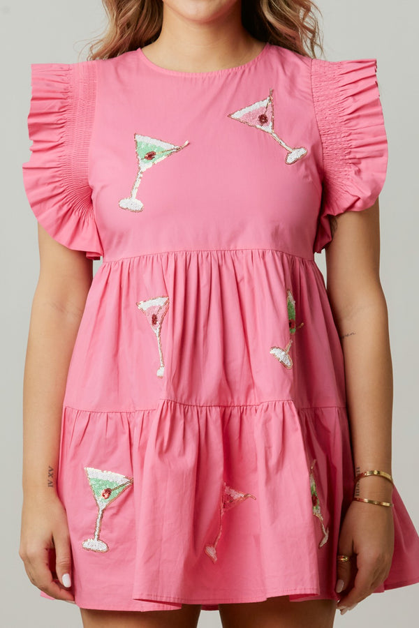 Martini Patch Dress - Pink