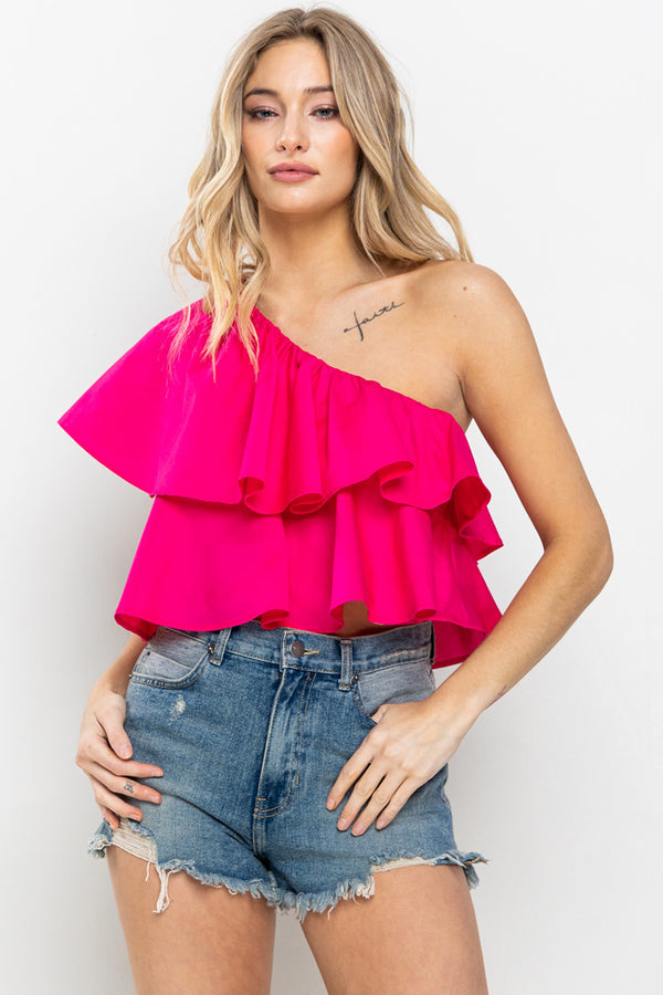 Feel the Sun One Shoulder Ruffle Top