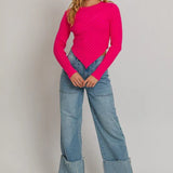 ASYMMETRICAL HEM SWEATER TOP  vendor detail info