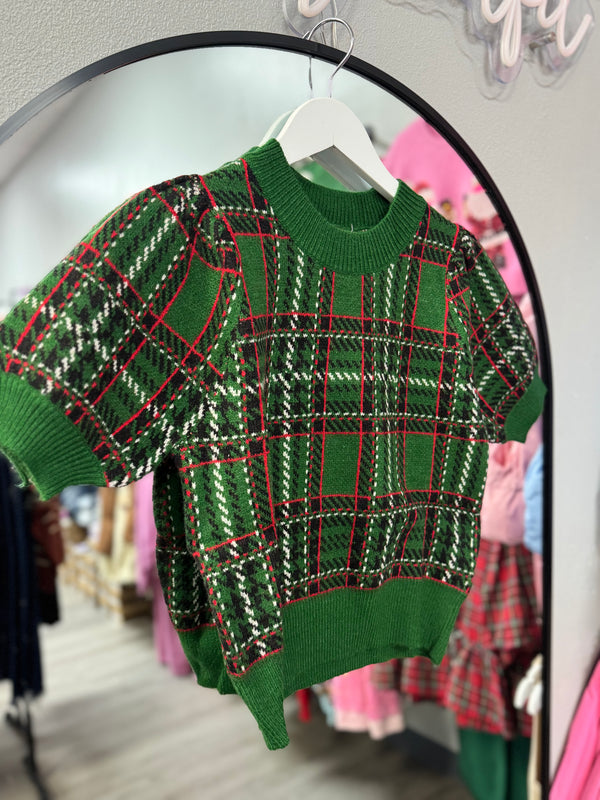 Green and Red Plaid Sweater