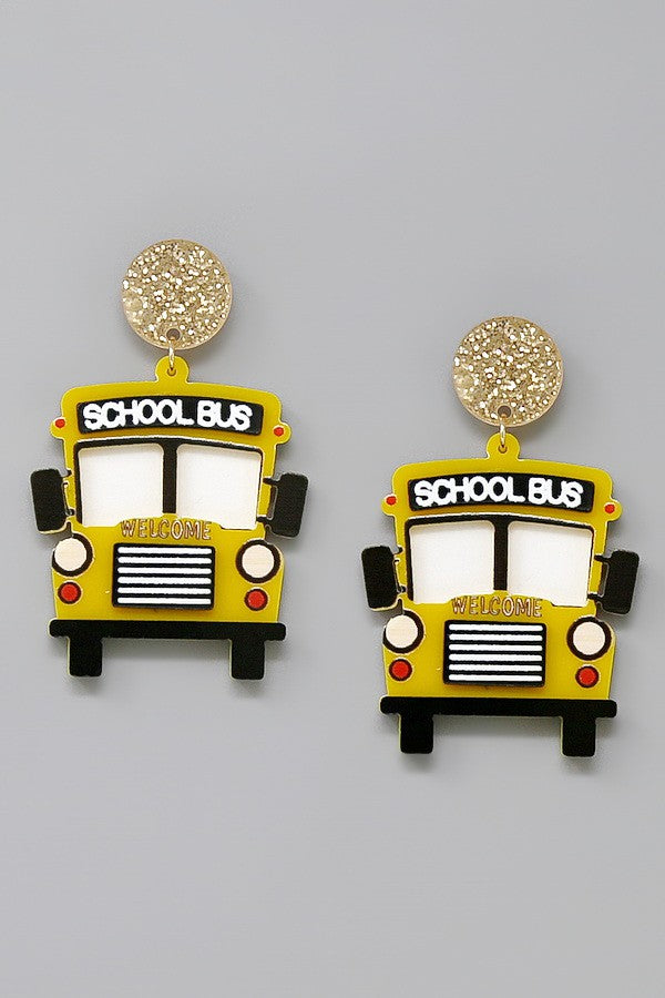 School Bus Acrylic Drop Earrings