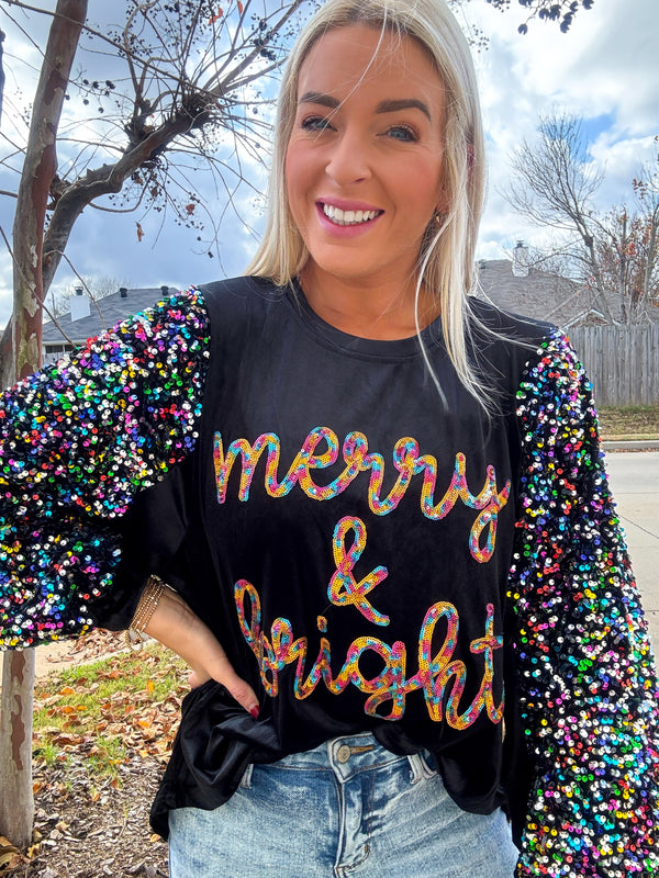 Merry & Bright Velvet and Sequin Top