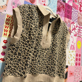 Taupe Leopard Zip Top