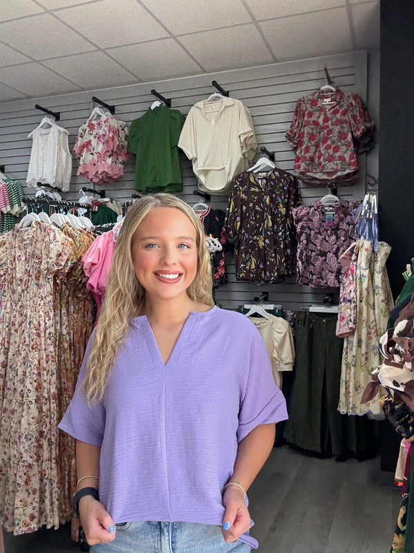 Airflow Split Neck Short Sleeve Top