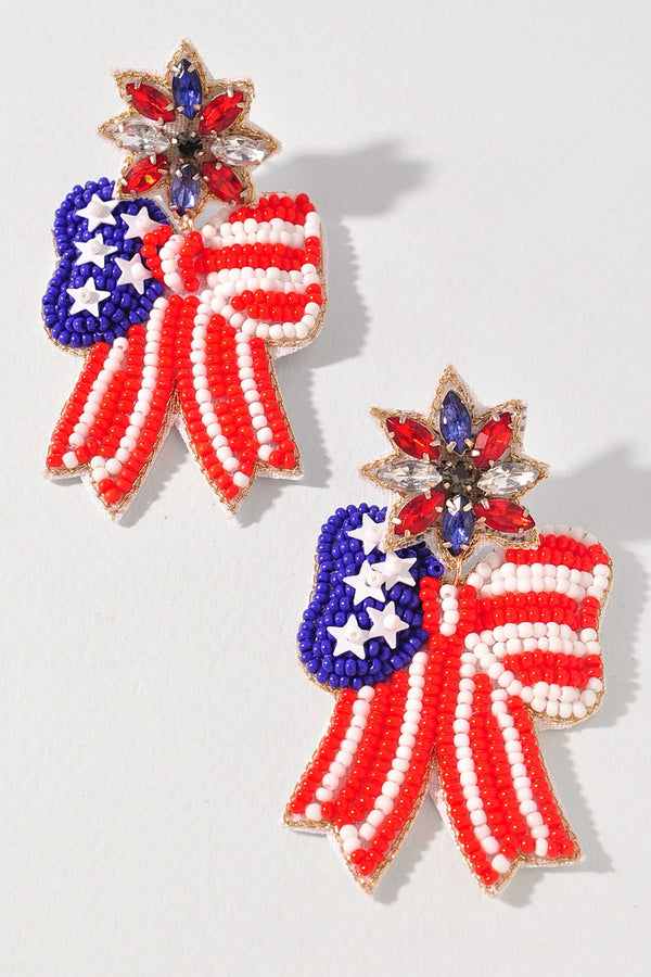 American Flag Ribbon Earrings