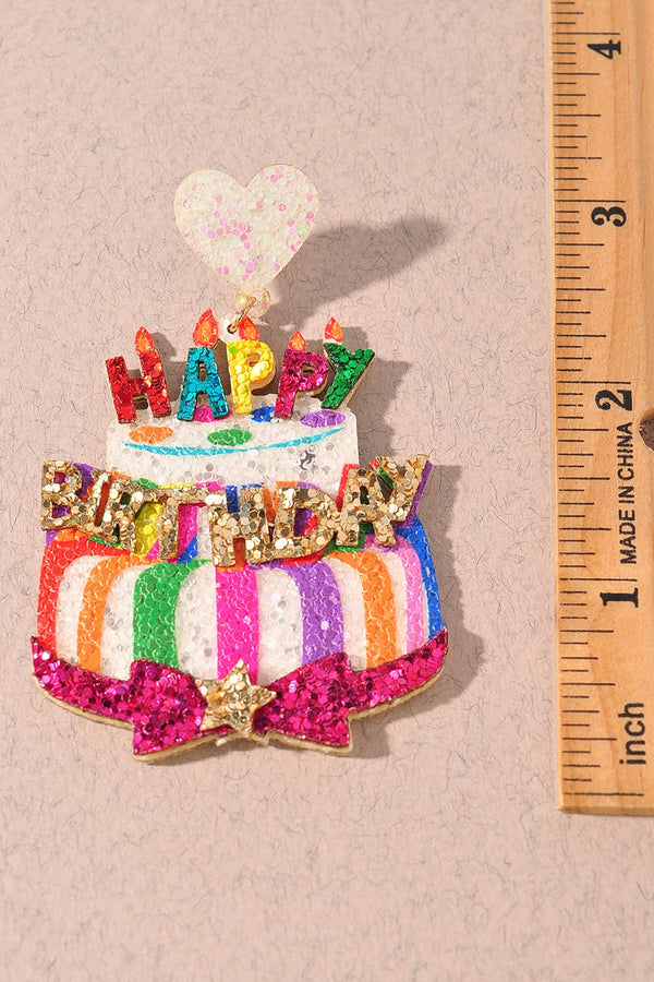 Happy Birthday Glitter Earrings